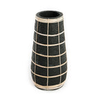 Vase Black Natural – terracotta and rattan with coastal charm
