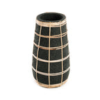 Vase M – terracotta with rattan in black natural