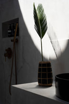 Vase Black Natural – terracotta with wicker accent in black and natural