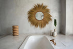 Vase Concrete Natural M – terracotta with raffia detail in an atmospheric style