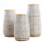 Vase Concrete Natural M – terracotta with raffia detail in an atmospheric style