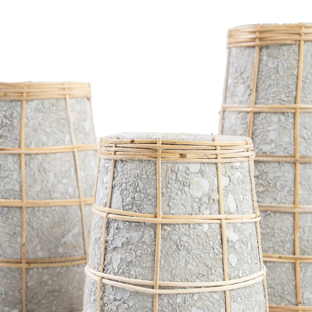 Vase Concrete Natural M – terracotta with raffia detail in an atmospheric style