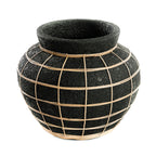 The Belly Vase – terracotta with rattan detail in black