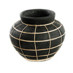 Belly vase M – terracotta with rattan detail in natural black