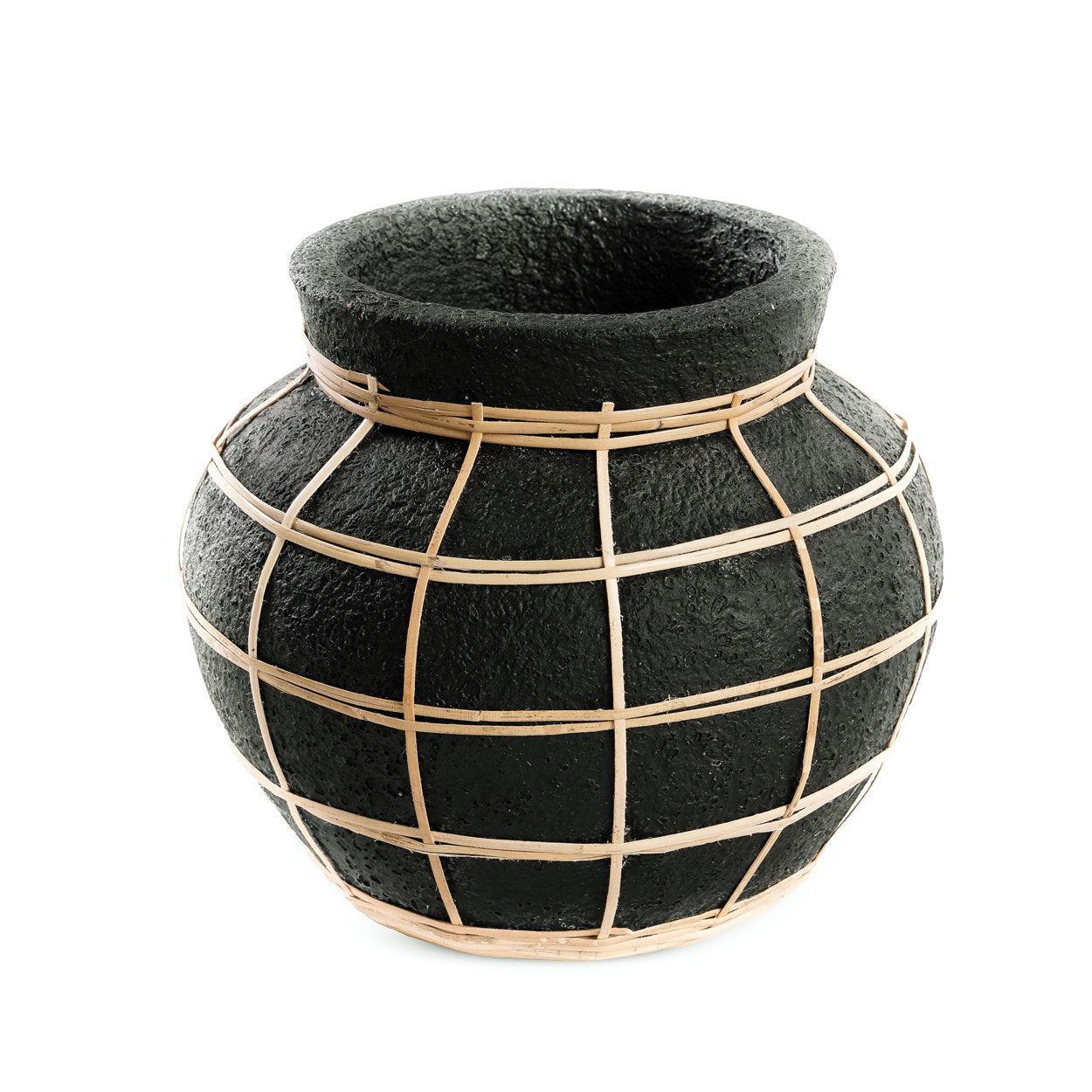 Vase The Belly Vase – terracotta and reed in black and natural