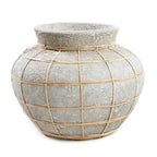The Belly Vase - terracotta with rattan detail in natural tones