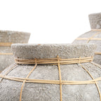 The Belly Vase - terracotta with rattan detail in natural tones