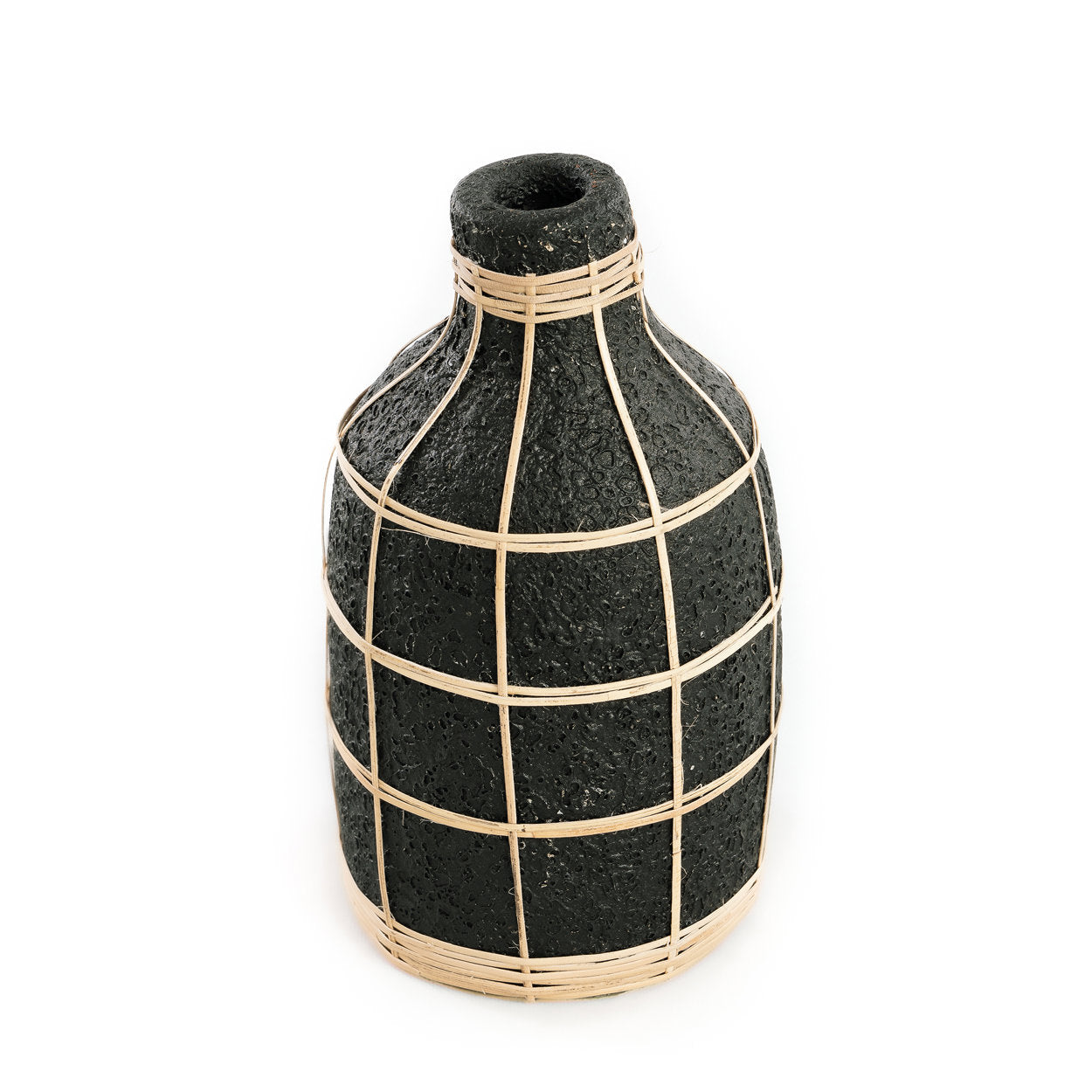 Whoopy Vase – Terracotta with Rattan in Black Natural