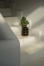 Whoopy Vase – Terracotta with Rattan in Black Natural