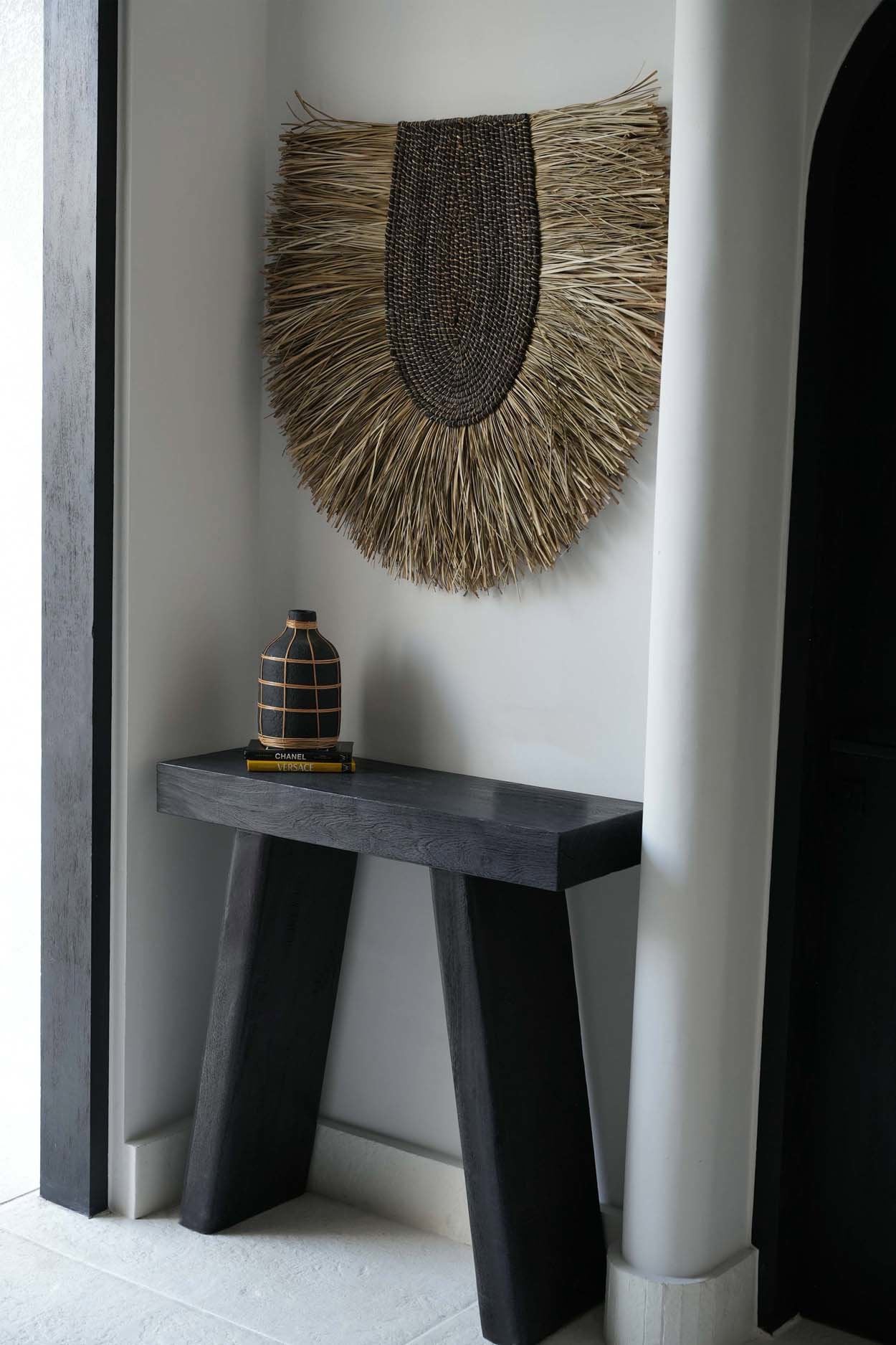 Whoopy Vase – Terracotta with Rattan in Black Natural