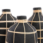 Whoopy Vase – Terracotta with Rattan in Black Natural