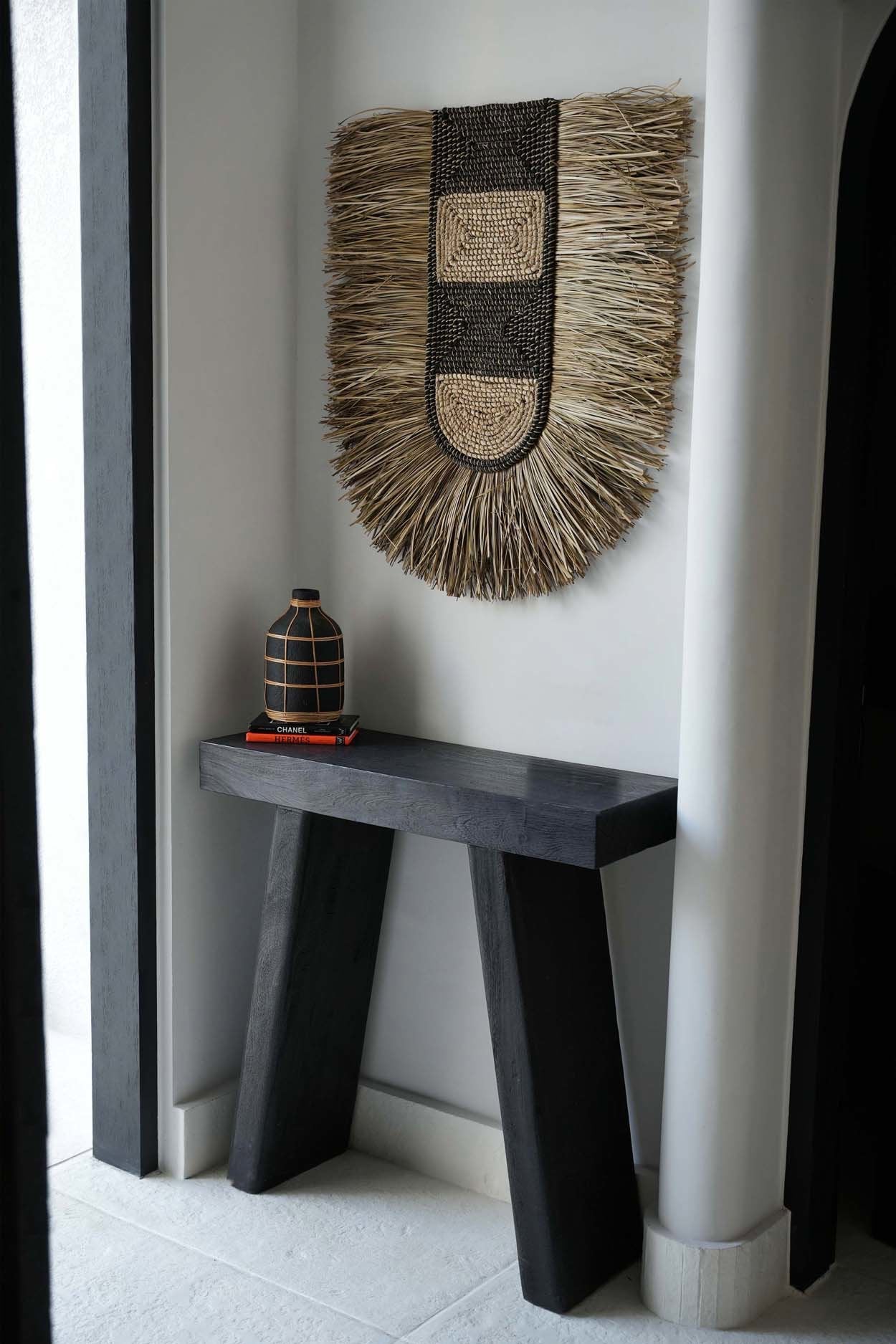 Whoopy Vase – terracotta with rattan details in black and natural