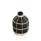 Whoopy Vase – Terracotta with Rattan in Black and Natural