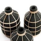 Whoopy Vase – Terracotta with Rattan in Black and Natural