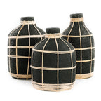 Whoopy Vase – Terracotta with Rattan in Black and Natural