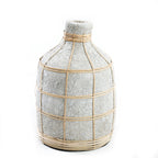 Whoopy vase – terracotta with rattan detail in a natural concrete look