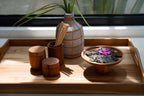 Whoopy vase – terracotta with rattan detail in a natural concrete look