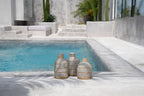 Whoopy vase – terracotta with rattan detail in a natural concrete look