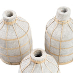 Whoopy vase – terracotta with rattan detail in a natural concrete look