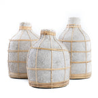 Whoopy vase – terracotta with rattan detail in a natural concrete look