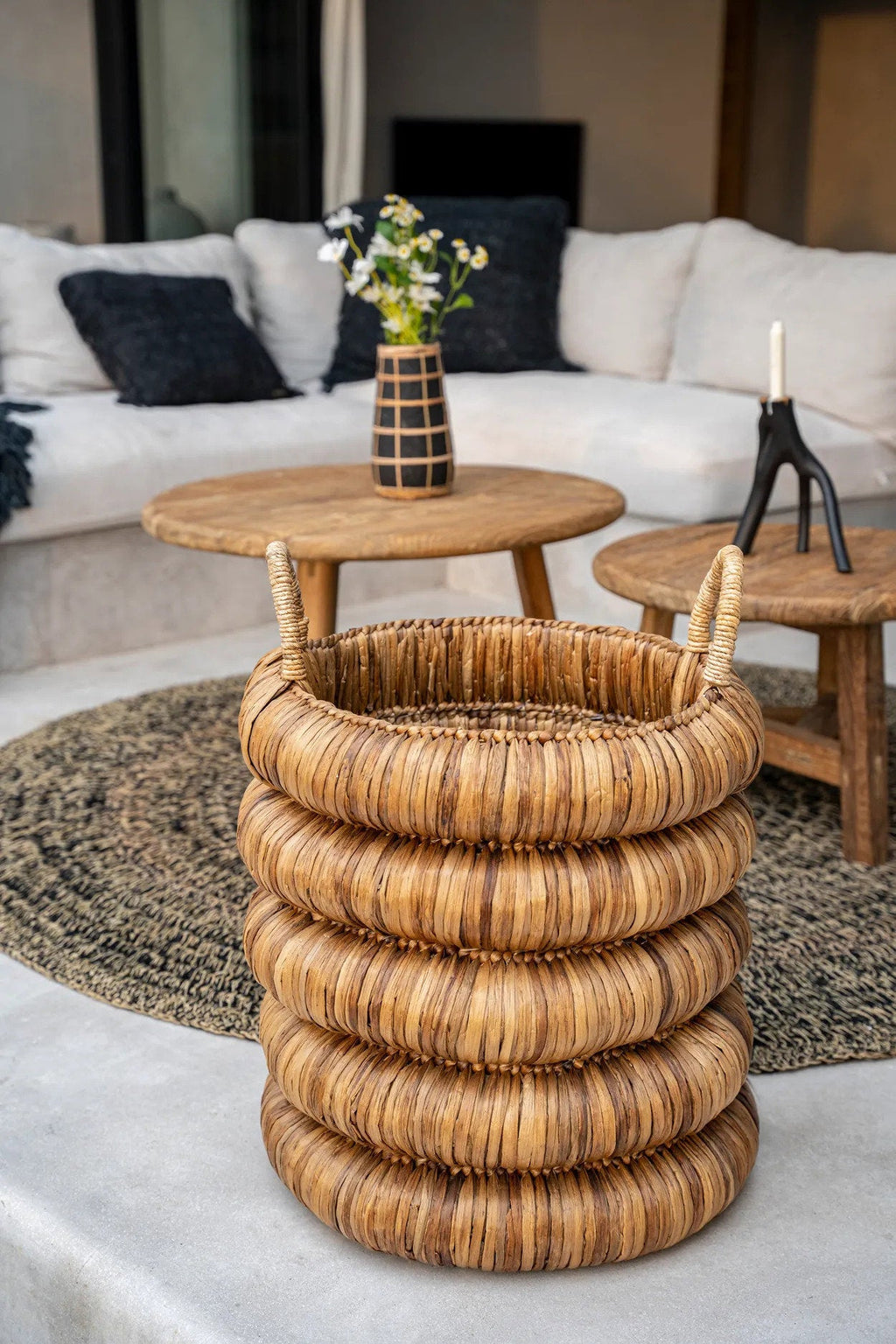 Mand Chunky – waterhyacint met handvatten in natuurlijke uitstraling