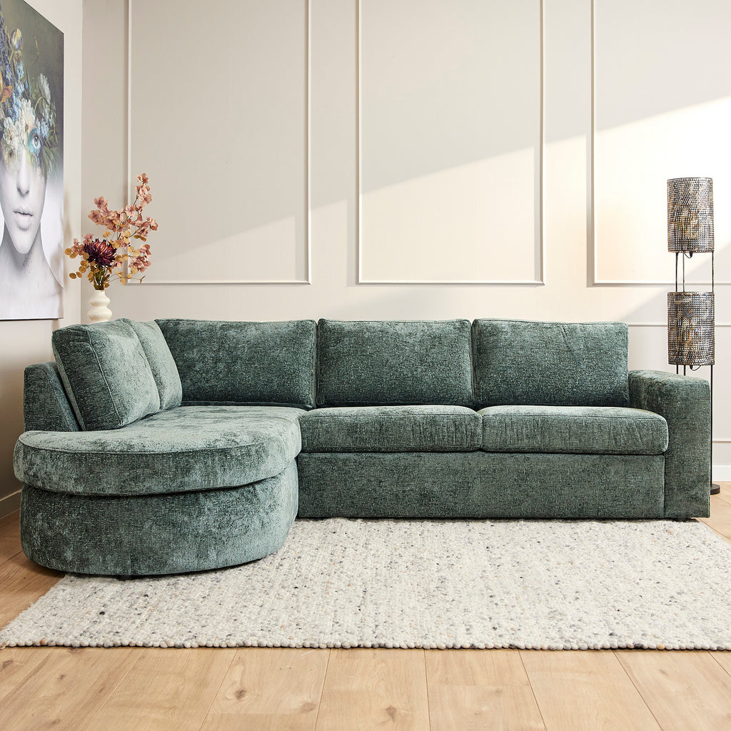 MijnSofa Alma | Groen | Divan Links + 2,5 zits | 5 jaar garantie