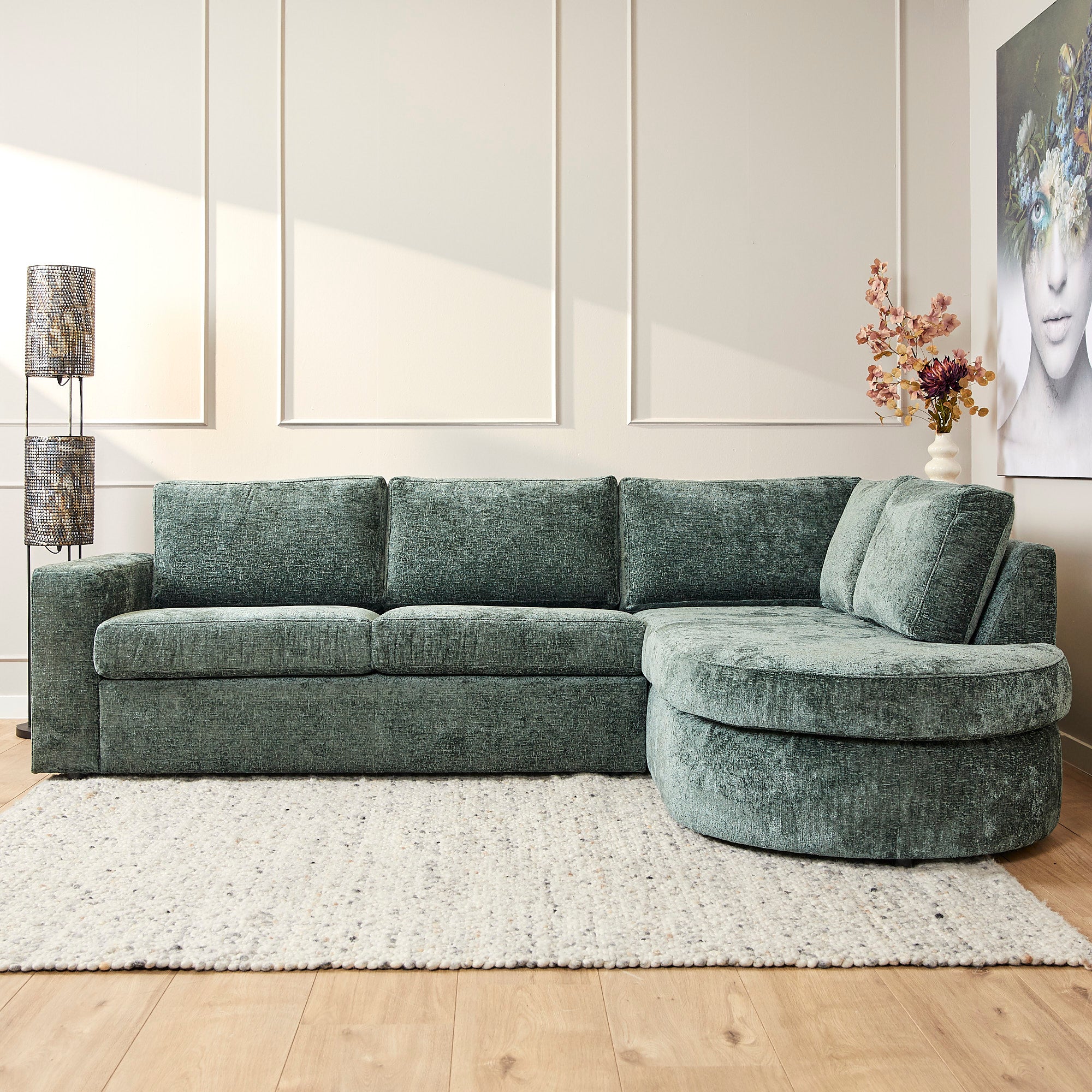 MySofa Alma | Groen | 2,5-zits + Divan Rechts | 5 jaar garantie