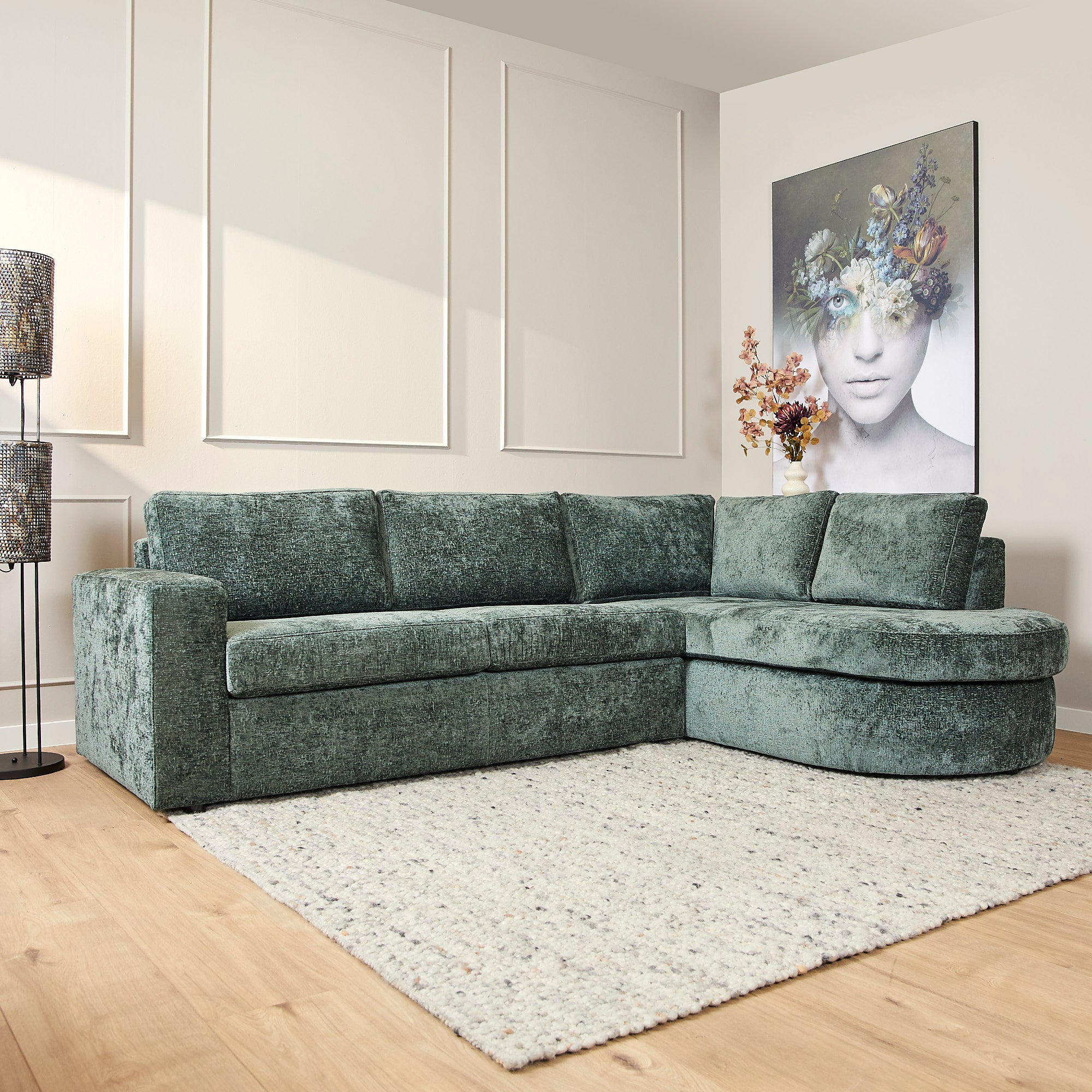 MySofa Alma | Groen | 2,5-zits + Divan Rechts | 5 jaar garantie