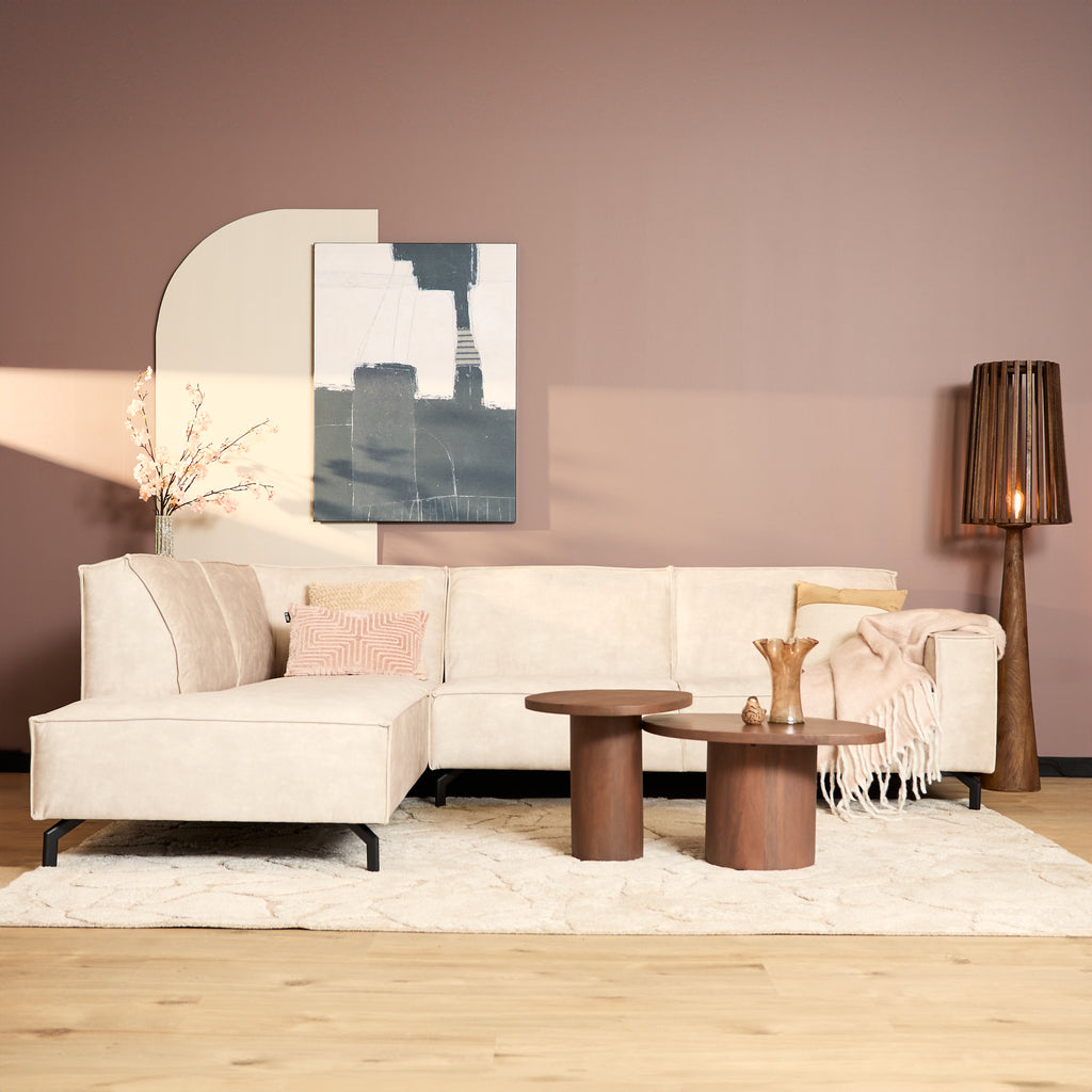 MijnSofa Floris | Divan Links + 2,5 zits | Beige | Velvet