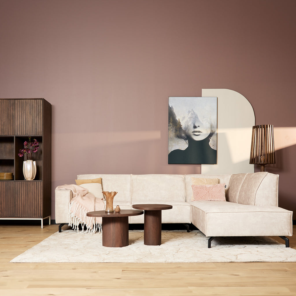MySofa Floris| 2,5-zits + Divan Rechts | Beige | Fluweel
