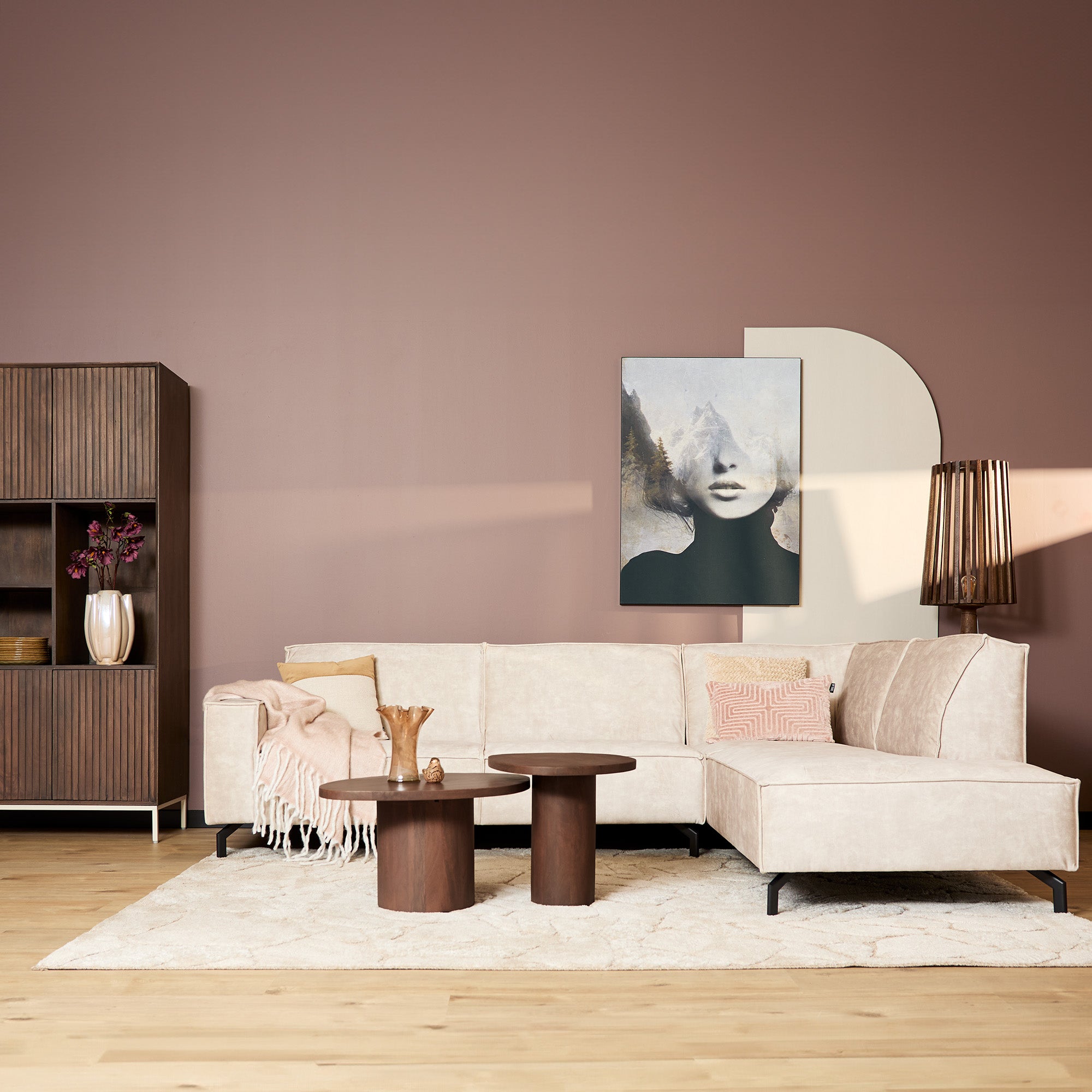 MySofa Floris| 2,5-zits + Divan Rechts | Beige | Fluweel