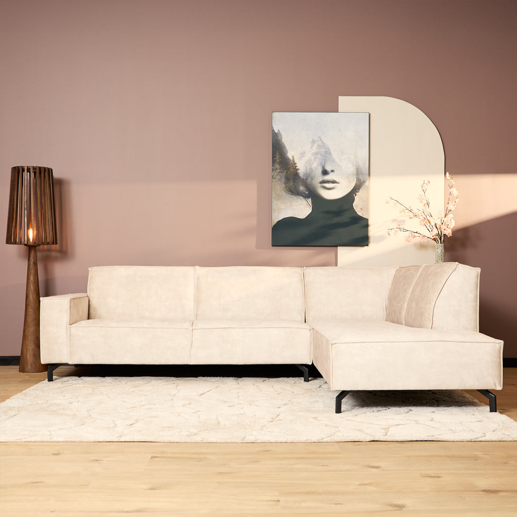 MySofa Floris| 2,5-zits + Divan Rechts | Beige | Fluweel