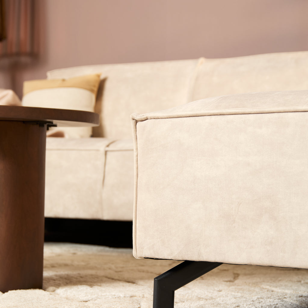 MySofa Floris| 2,5-zits + Divan Rechts | Beige | Fluweel