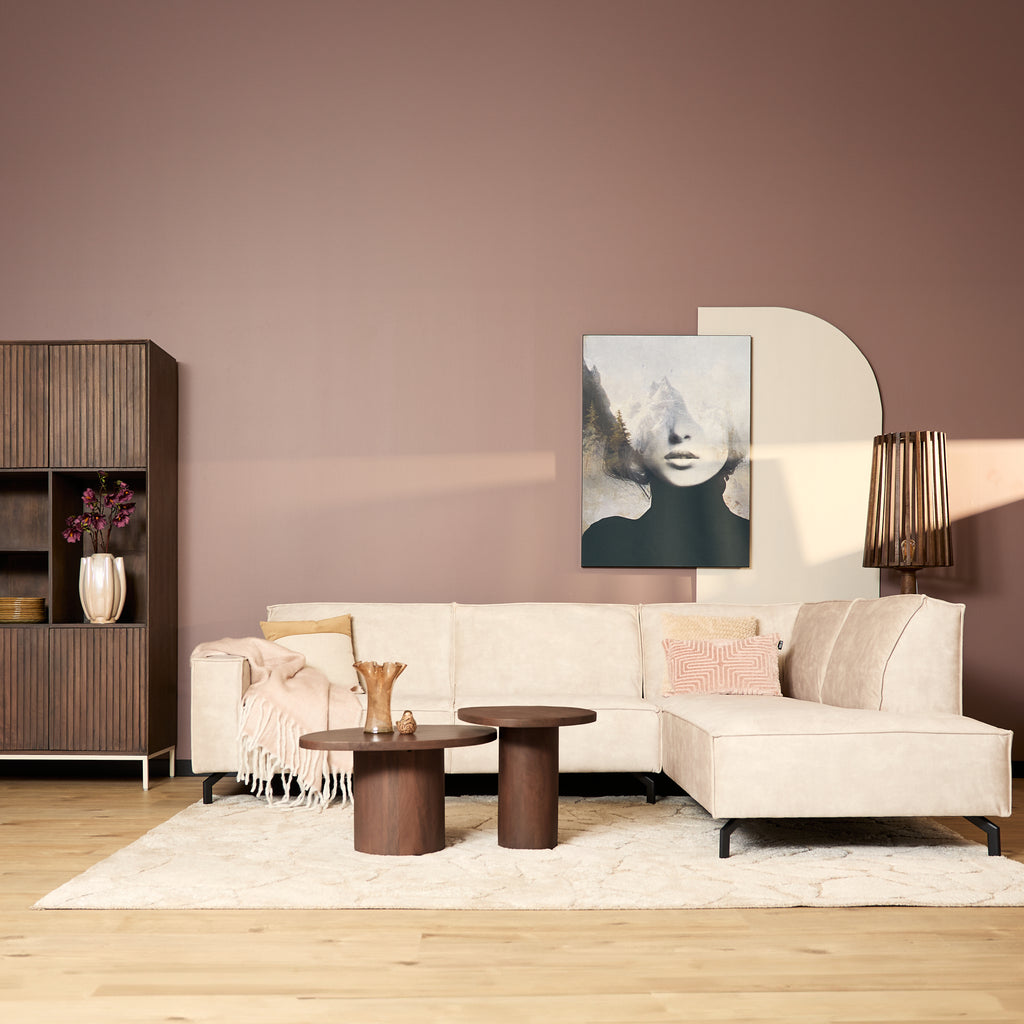 MySofa Floris| 2,5-zits + Divan Rechts | Beige | Fluweel