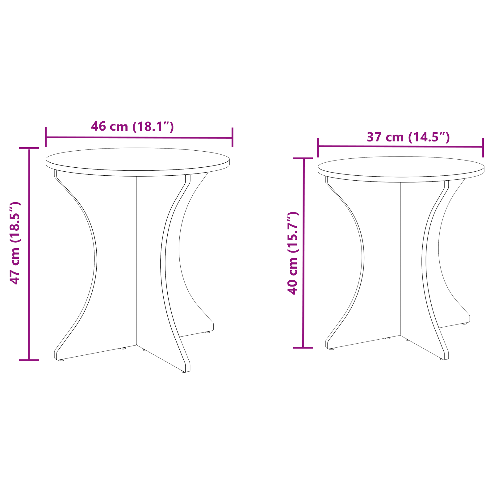 Salontafel 2 Pcs 46 X 46 X 47 Cm Massief Grenenhout