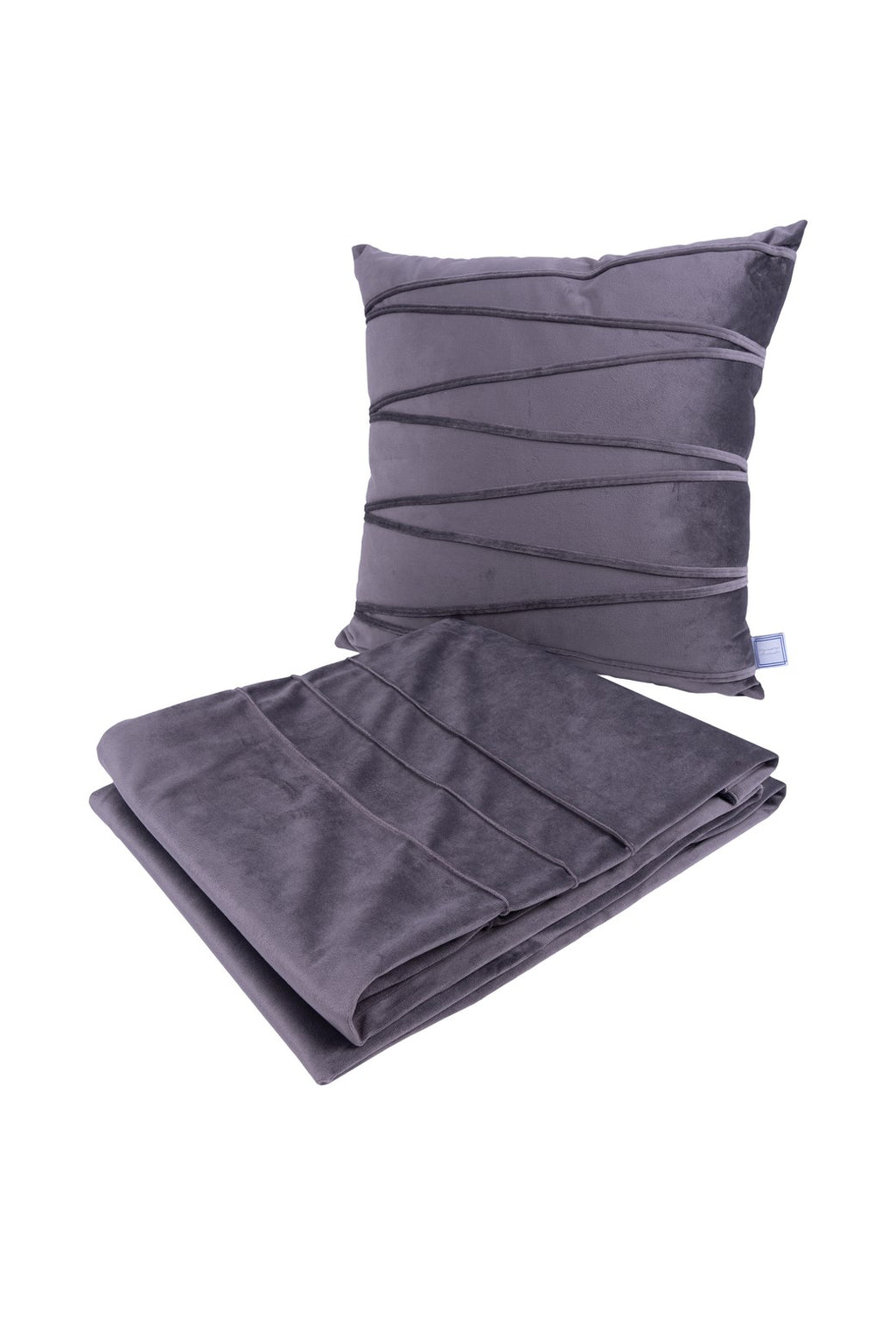 Paulina 2-piece graphite cushion and blanket set