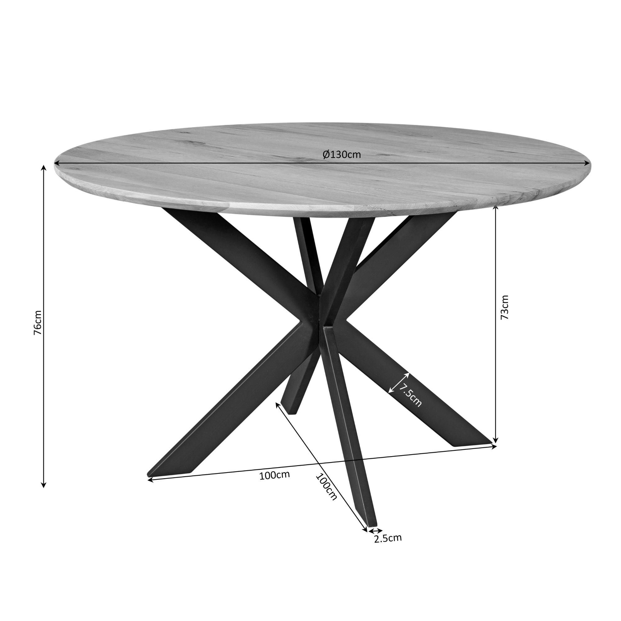 Eiken eettafel Ferris | Rond 130 cm | Naturel