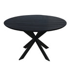 Eiken eettafel Ferris | Rond 130 cm | Zwart