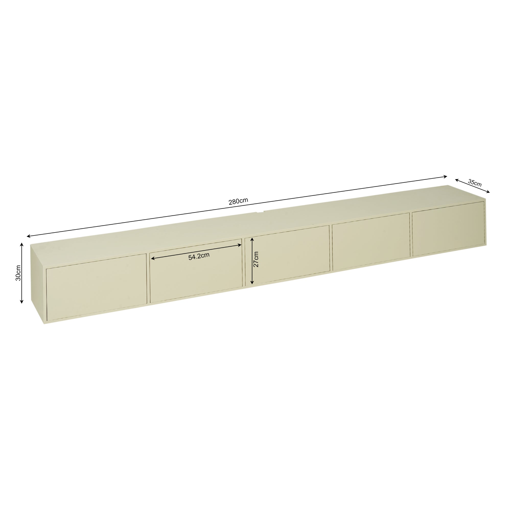 Zwevend tv-meubel Vision Sand | 280 cm