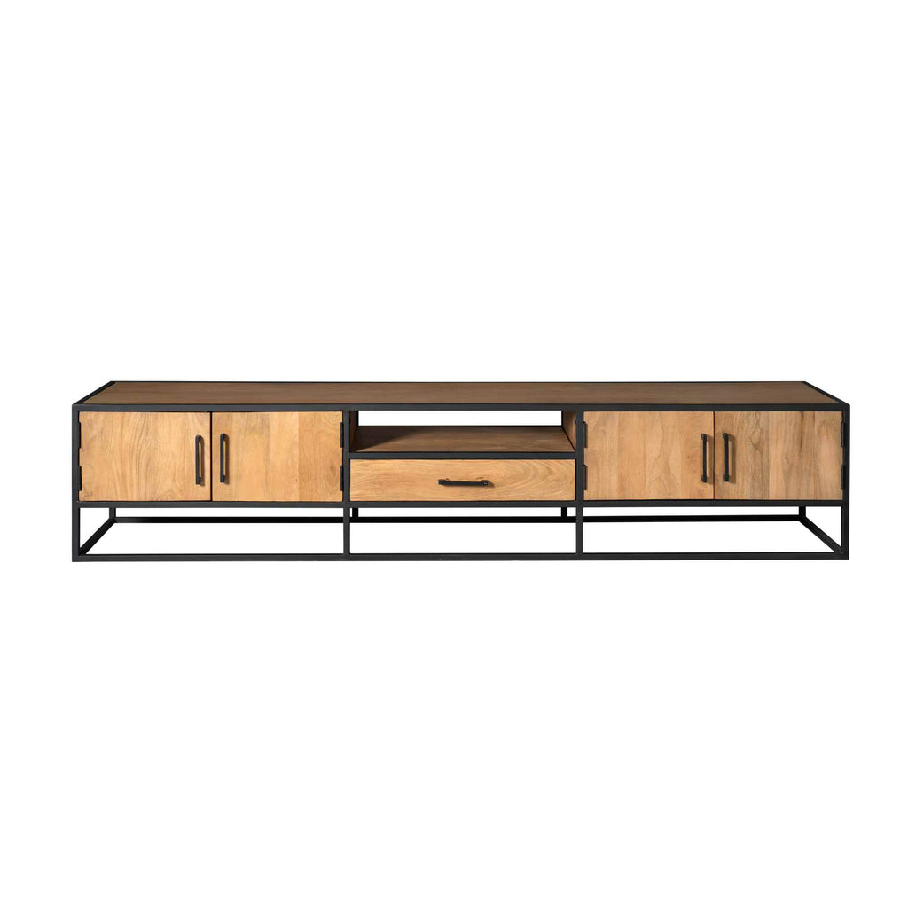 Tv-meubel Denver | Mangohout en staal | 240 cm