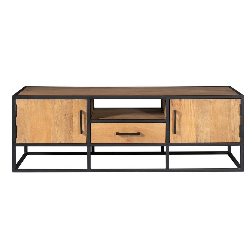 Tv-meubel Denver | Mangohout en staal | 145 cm