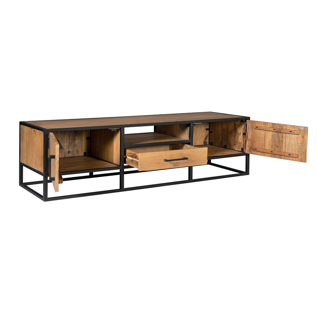 Tv-meubel Denver | Mangohout en staal | 180 cm