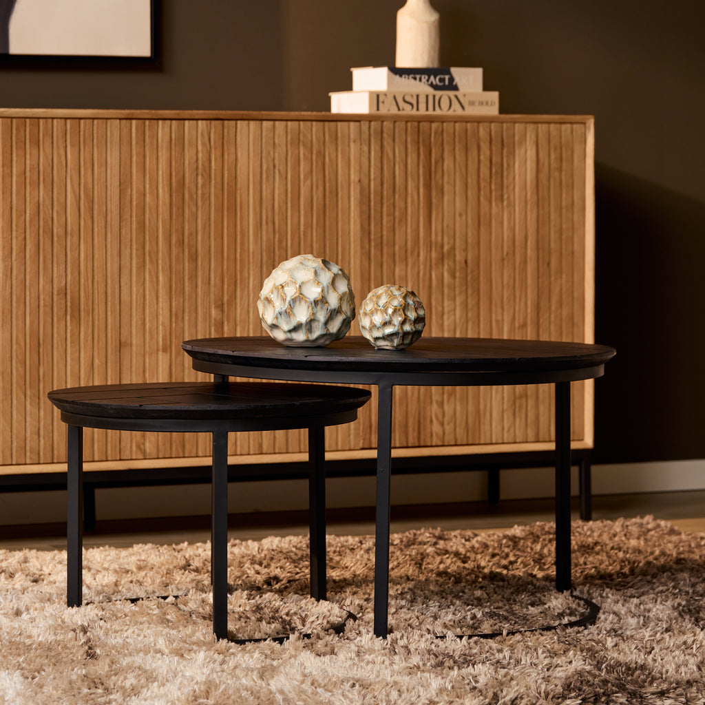 Salontafel Otik Zwart Eiken | 70 cm | set van 2