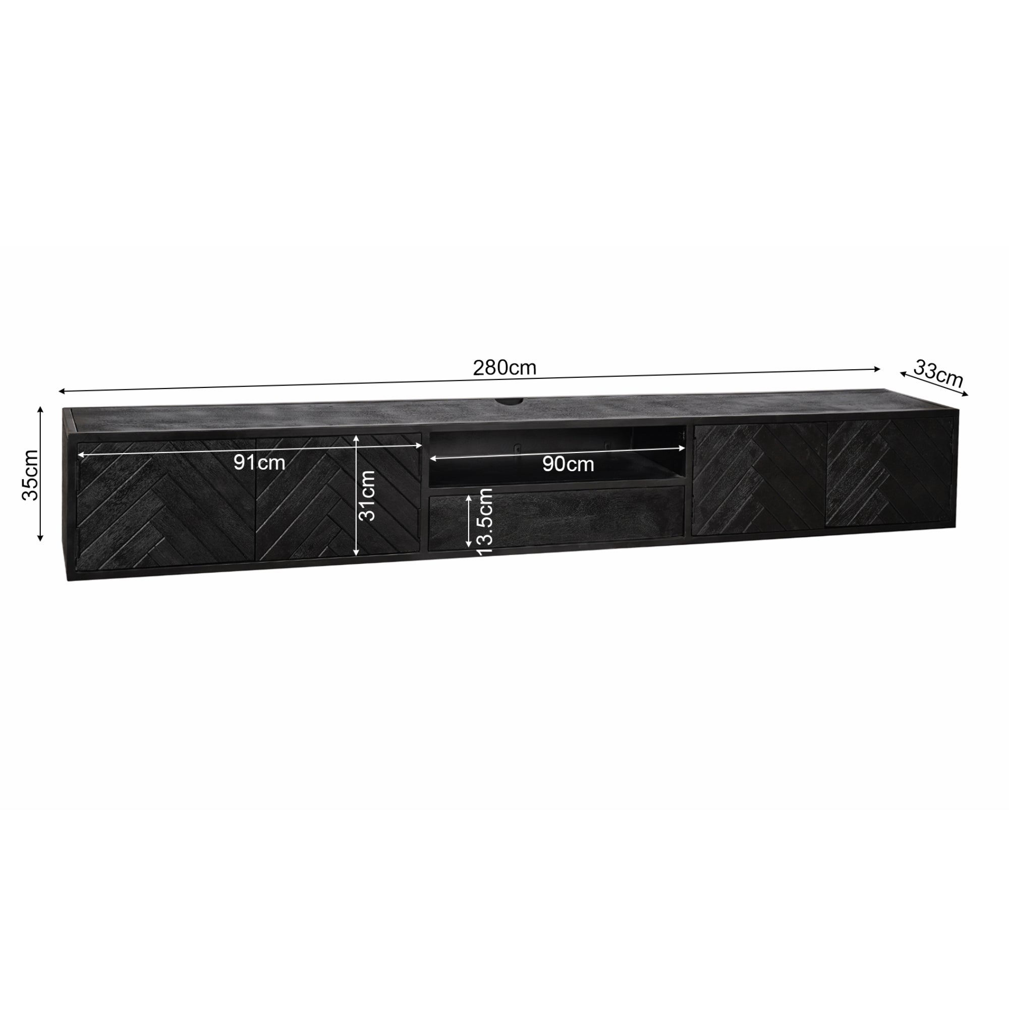 Zwevend tv-meubel New York | 280 cm