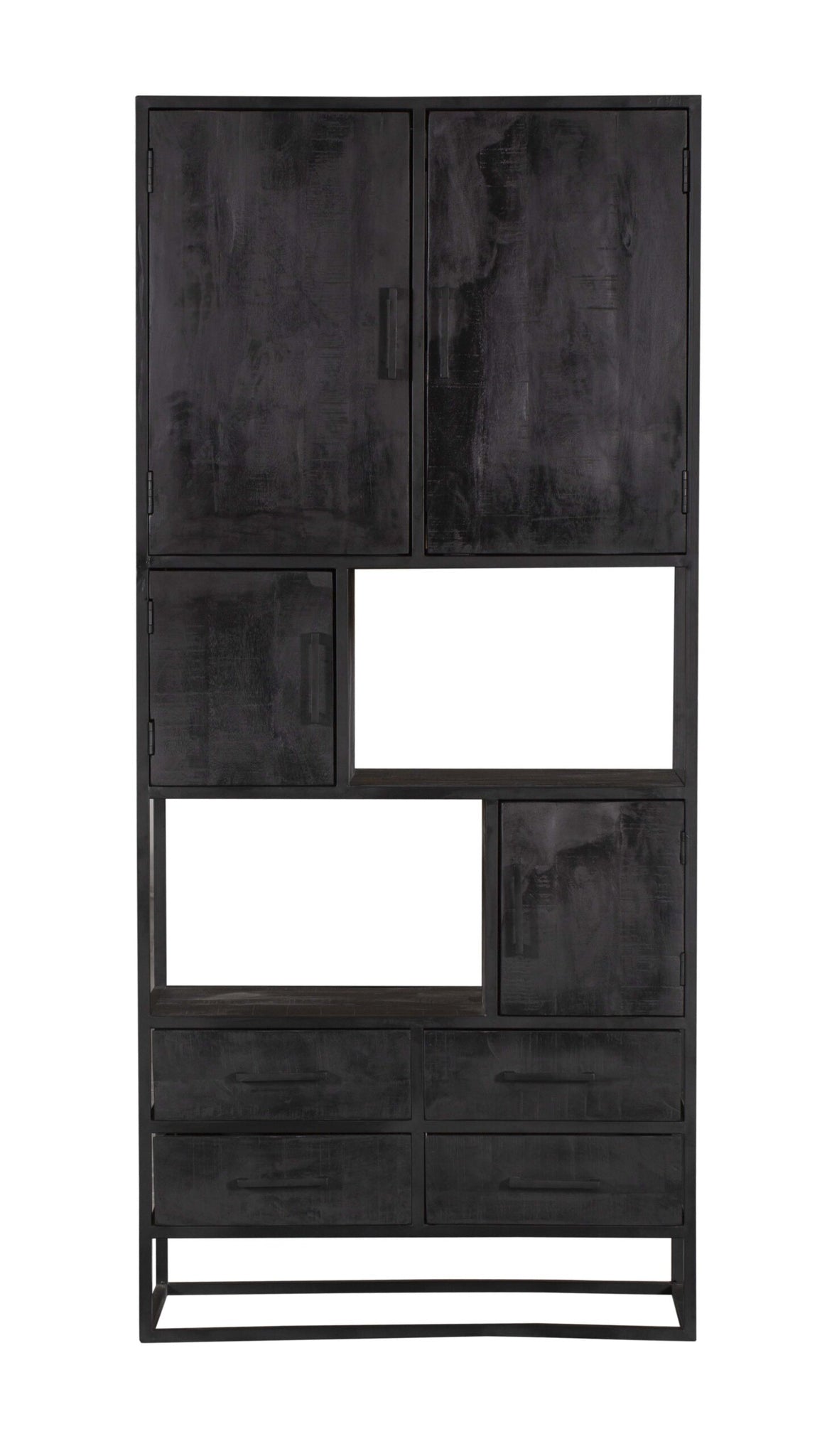 Boekenkast Denver Zwart | Mangohout en staal | 90 cm
