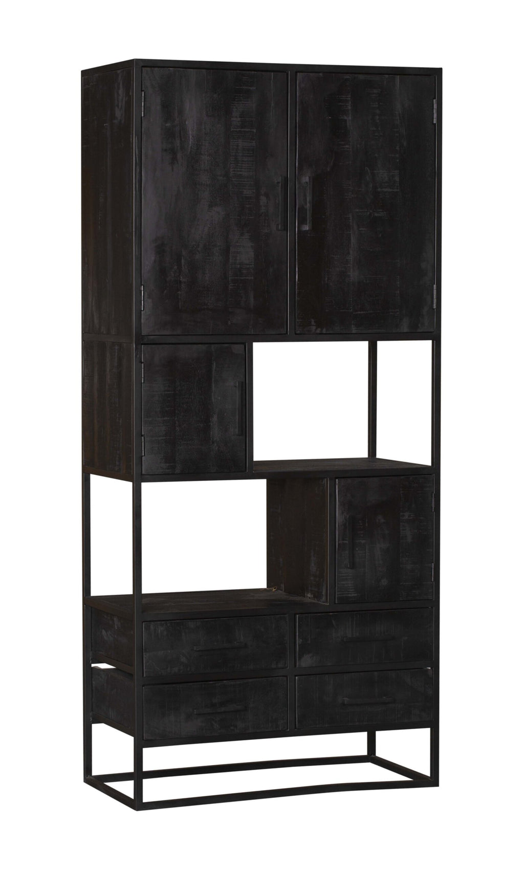 Boekenkast Denver Zwart | Mangohout en staal | 90 cm
