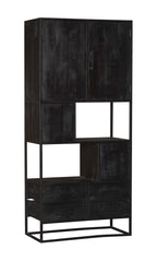 Boekenkast Denver Zwart | Mangohout en staal | 90 cm