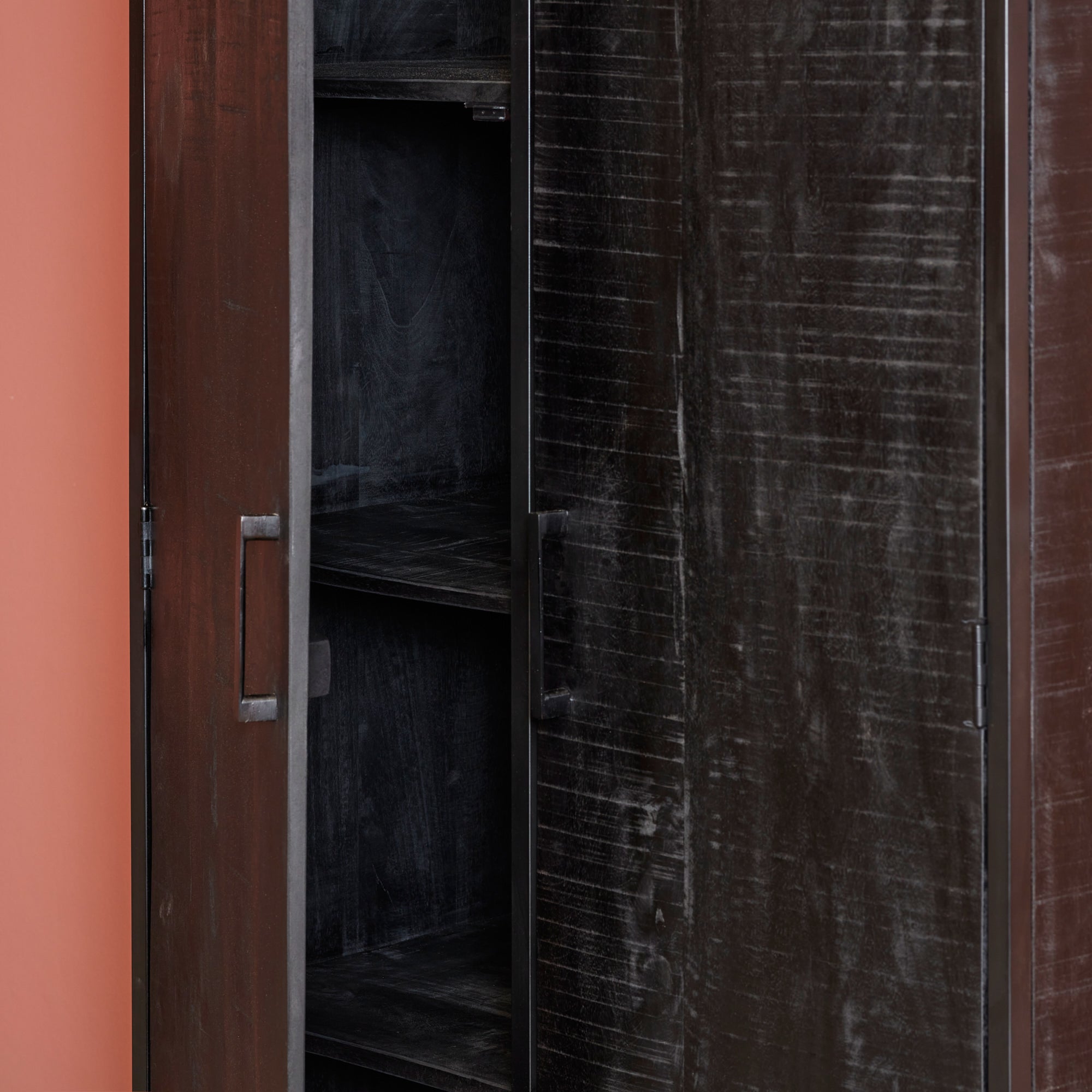 Kast Denver Zwart | Mangohout en staal | 90 cm