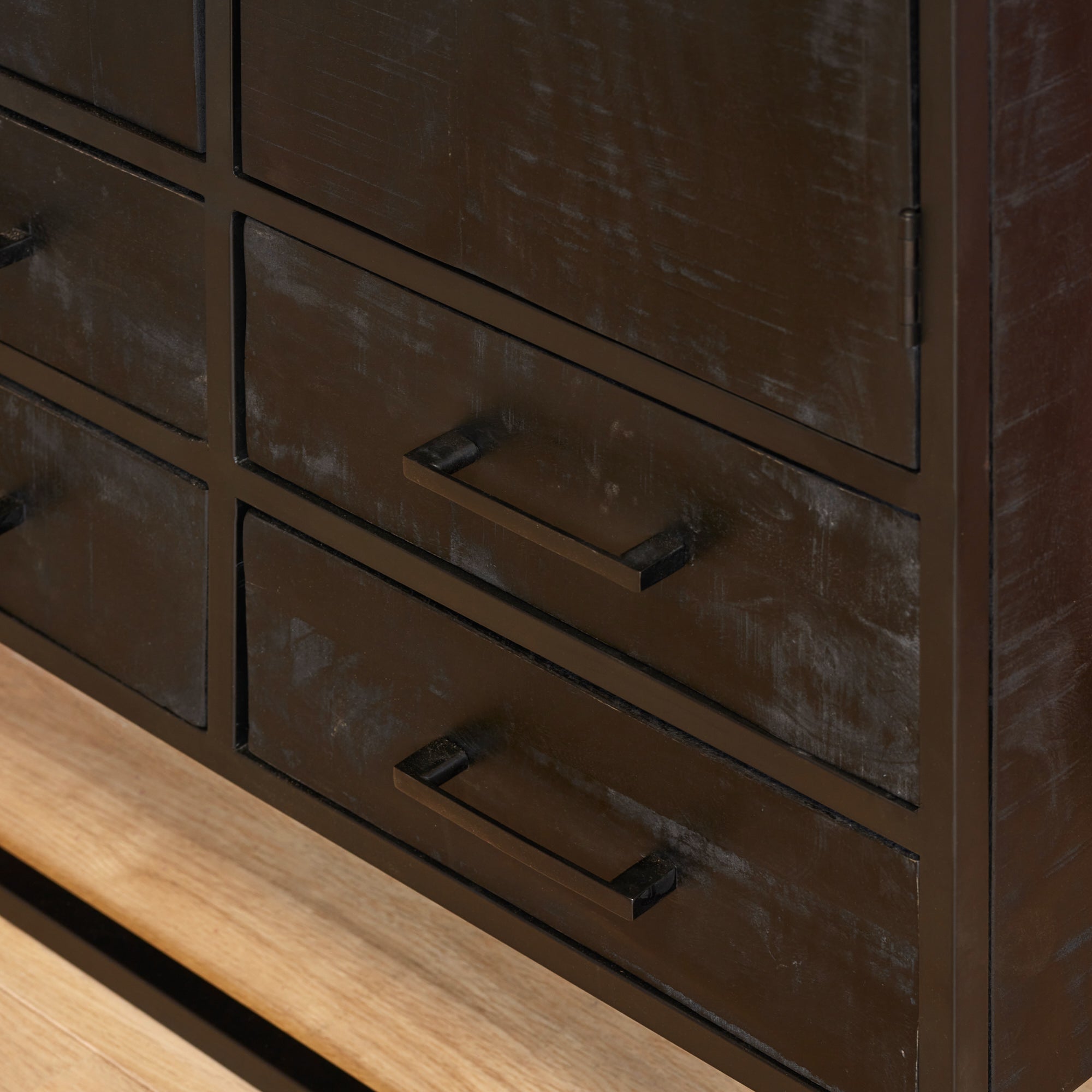 Kast Denver Zwart | Mangohout en staal | 90 cm