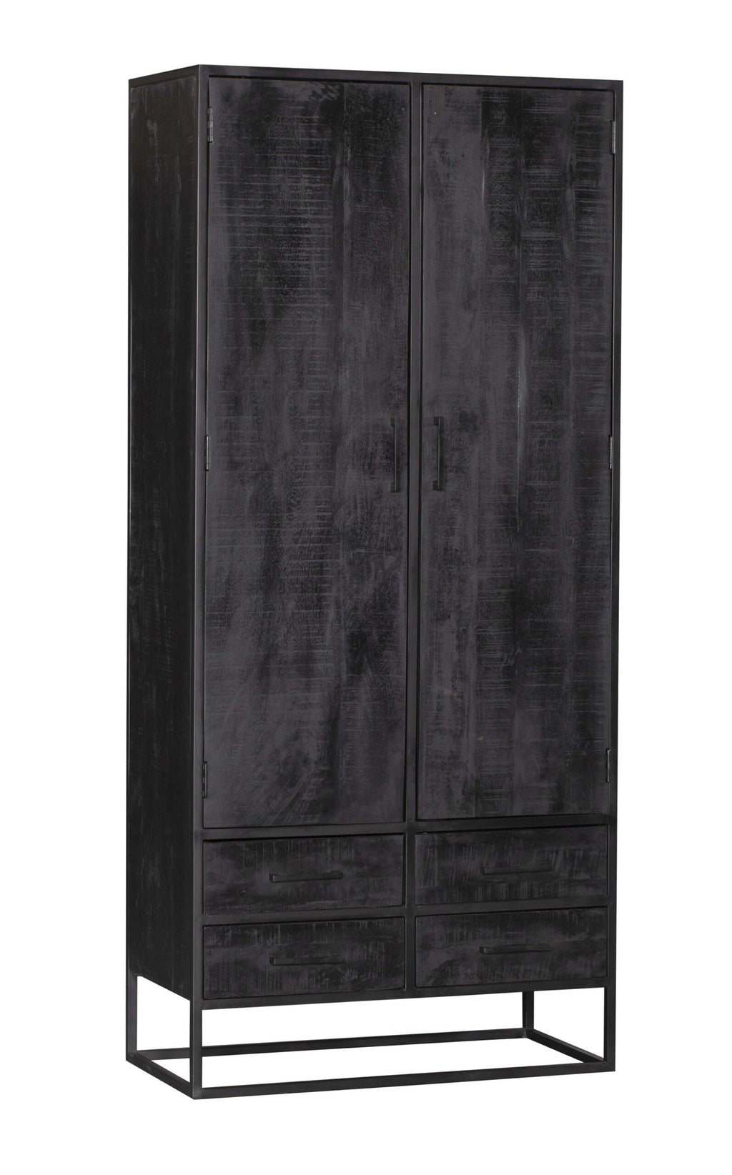 Kast Denver Zwart | Mangohout en staal | 90 cm